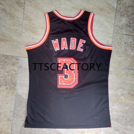 Muške NBA Dres Miami Heat WADE 3 Retro Mitchellness Crno Swingman